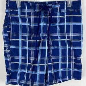 Logan Hill Swimwear Shorts Size S Blue Plaid Elastic Waist 30-32in Inseam 8in